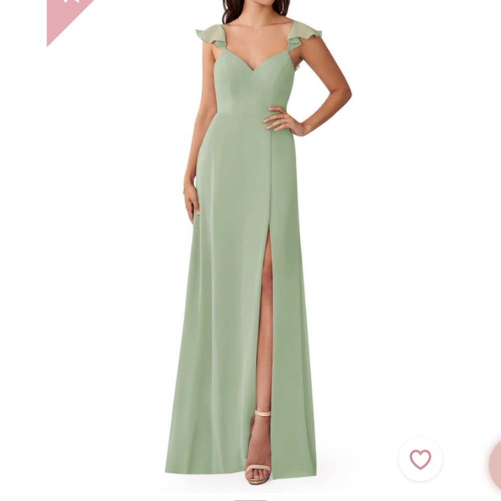 Azazie Everett bridesmaids dress in dusty sage